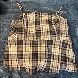 Plaid Crop Top with Spaghetti Straps